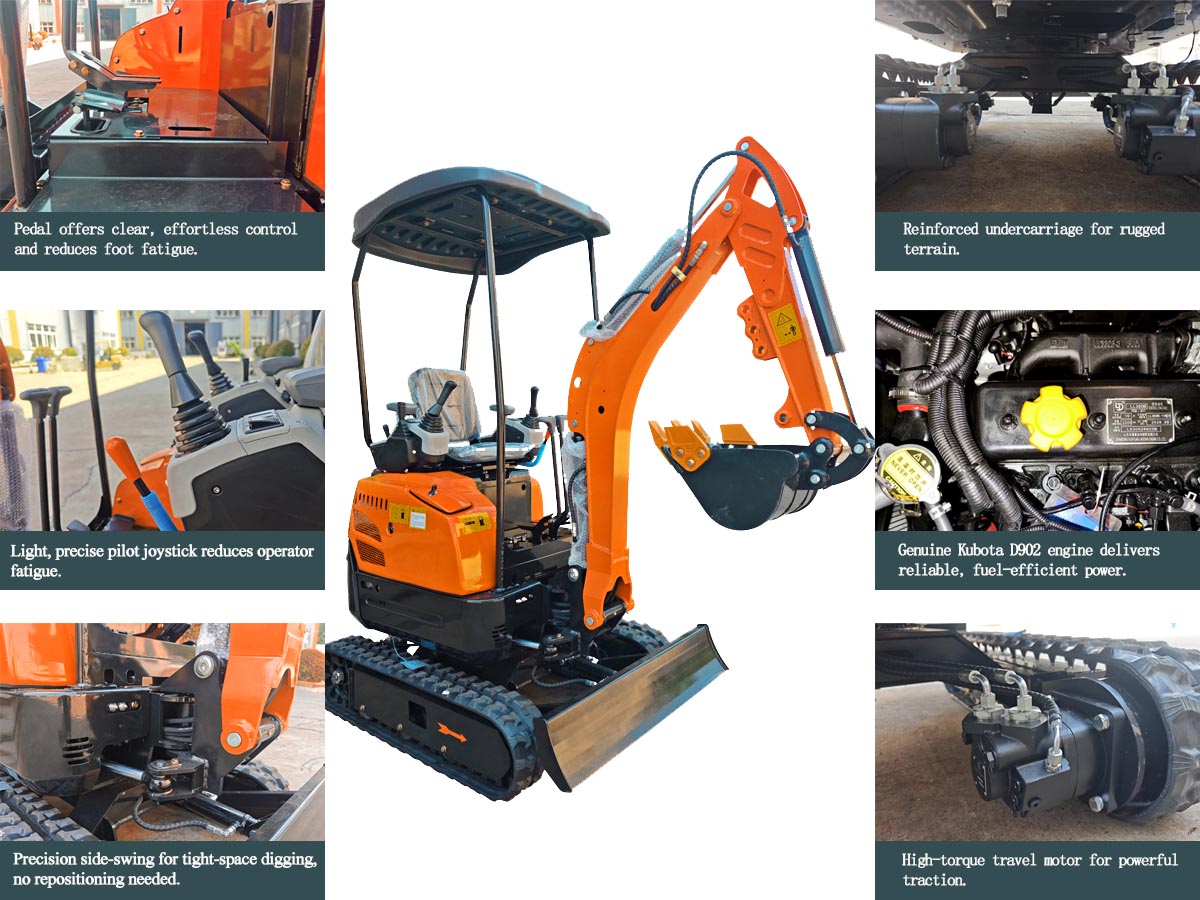 Zhaolu Model 15 orange tracked mini excavator compatible with excavator grapple for farm, orchard and residential construction work