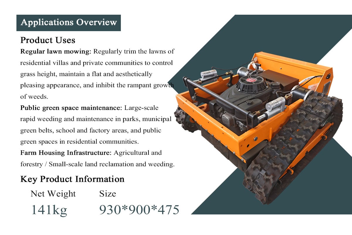 High-quality parts of a lawn mower equipped on Zhaolu 550-B remote crawler slope mower for garden and farm mowing