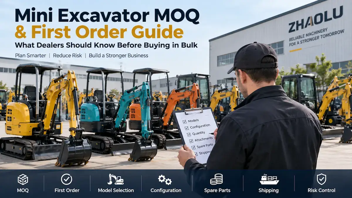 Dealer planning a mini excavator first order and reviewing MOQ requirements
