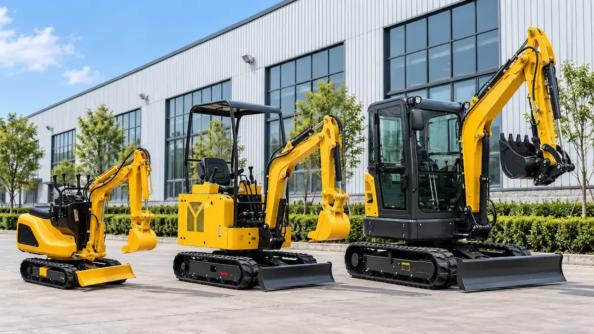 Mini excavator price comparison across 0.5 ton, 1.2 ton and 2.5 ton models