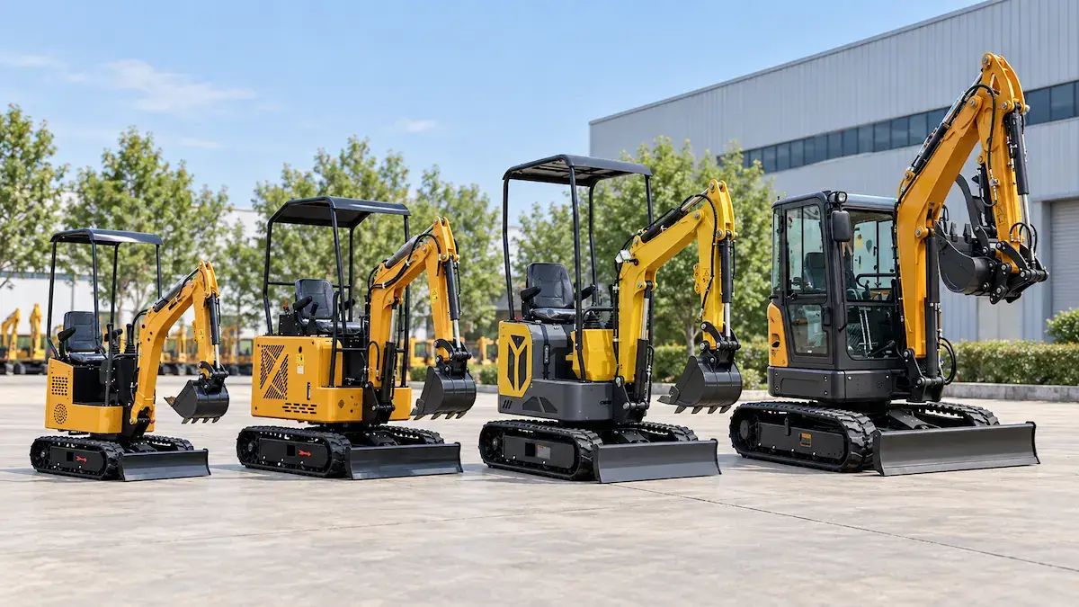 Mini Excavator Product Mix by Size Class Mini excavator product mix with different size classes for dealer planning