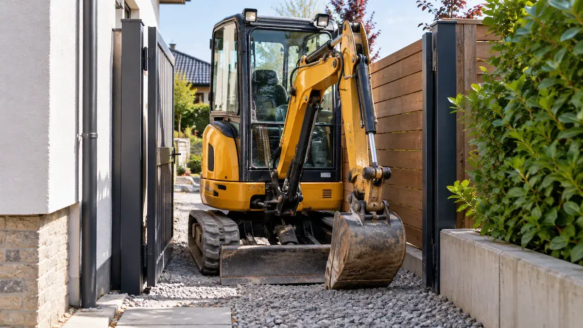 mini excavator width for narrow gate access